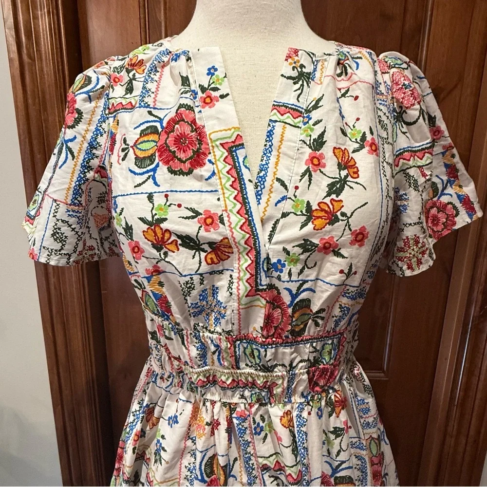 💋 Anthropologie The Somerset Floral Maxi Dress - Cream and Red size XS petite